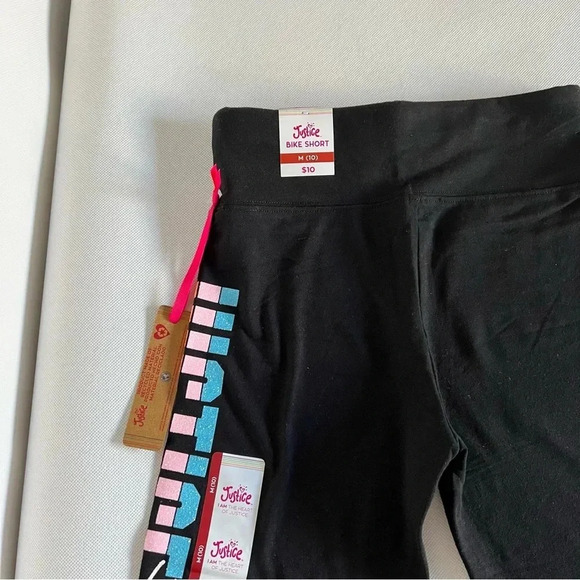 Justice Girls Graphic Bike Short Size Medium (10) Color Black Glitter Graphic - Picture 7 of 8